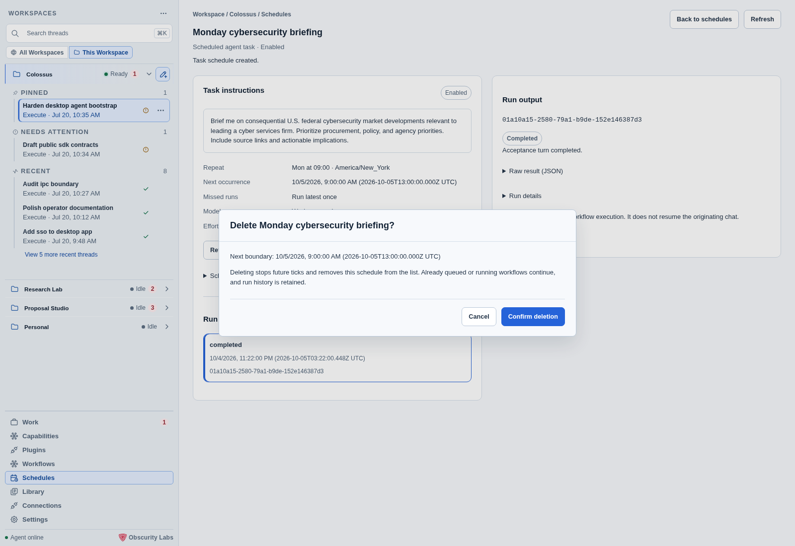 Task deletion confirmation