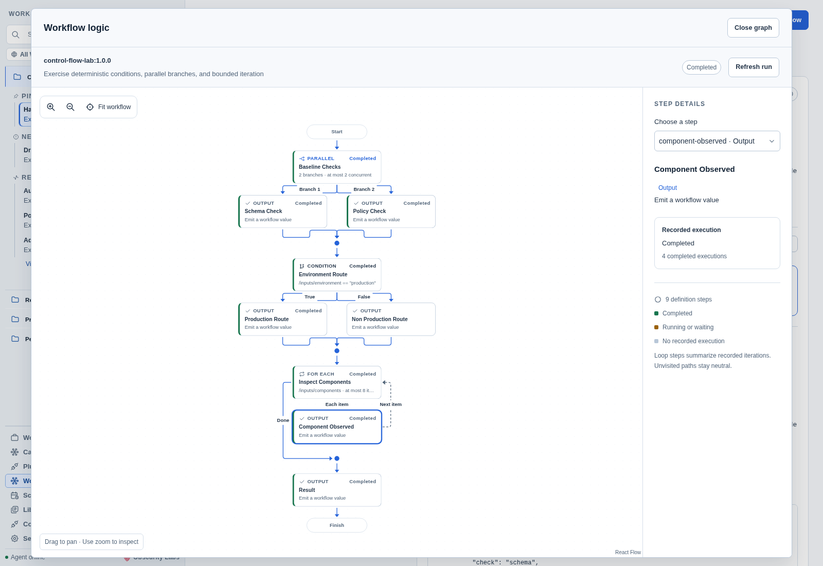 Complex workflow with recorded execution