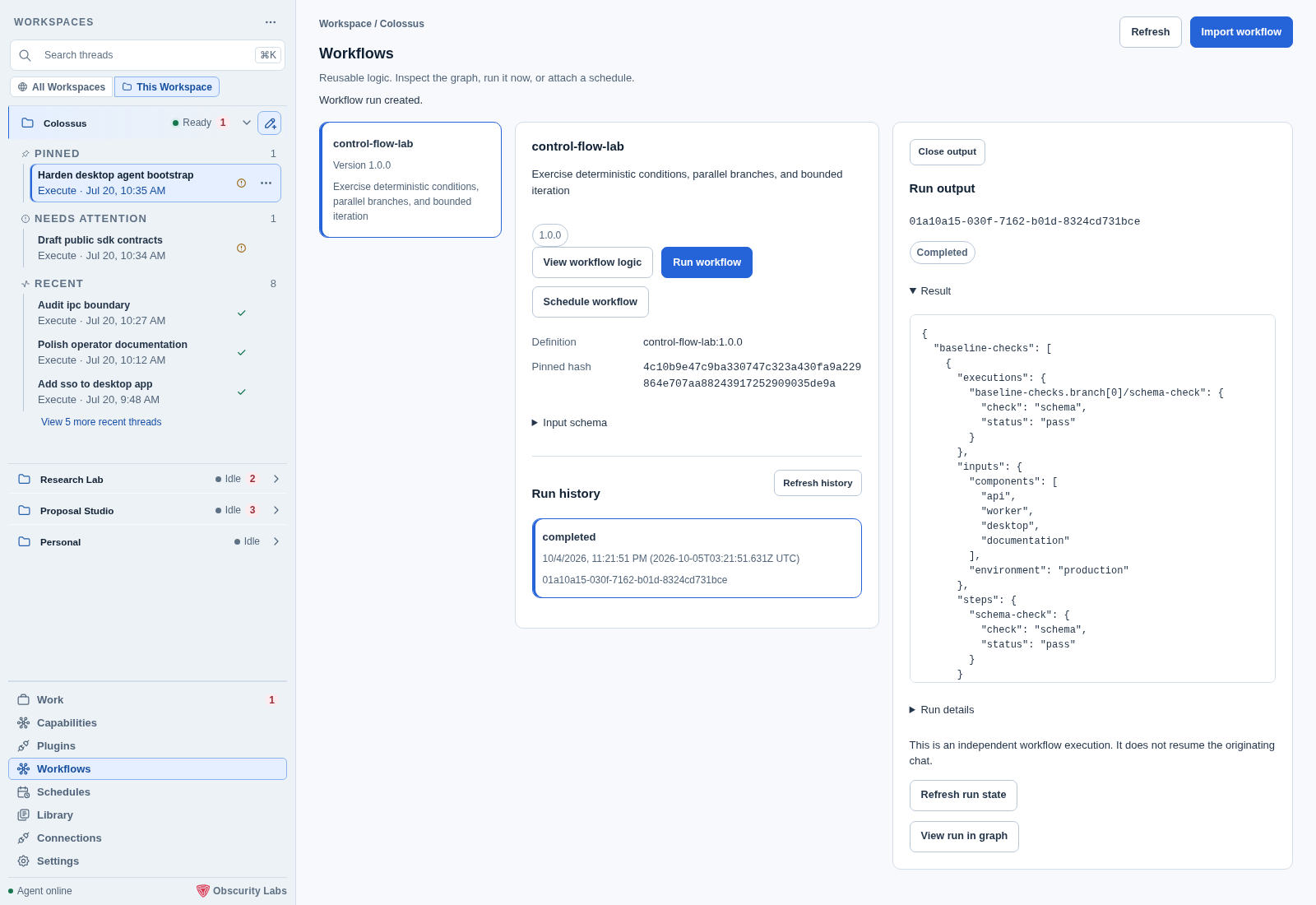 Reusable workflows and independent run history